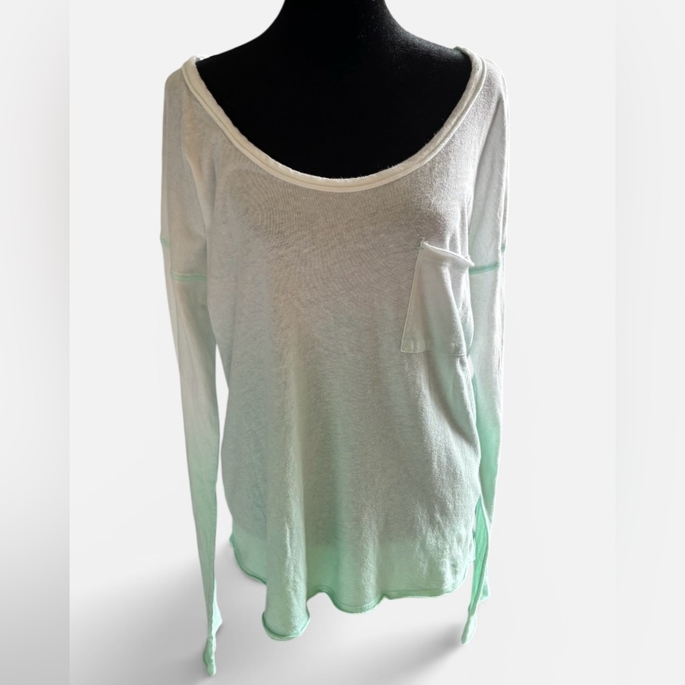 We The Free Mint Ombre Long Sleeve T-Shirt Top